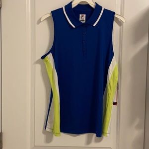 Sleeveless blue FILA polo top